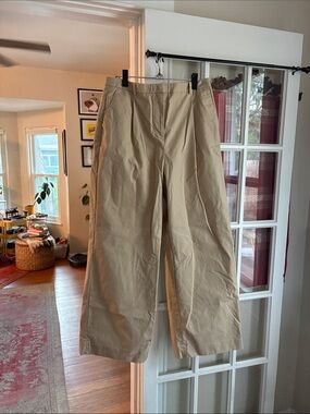 J. Crew Collection Pleated Wide-Leg Pant in Trench Canvas (Light Khaki/12)